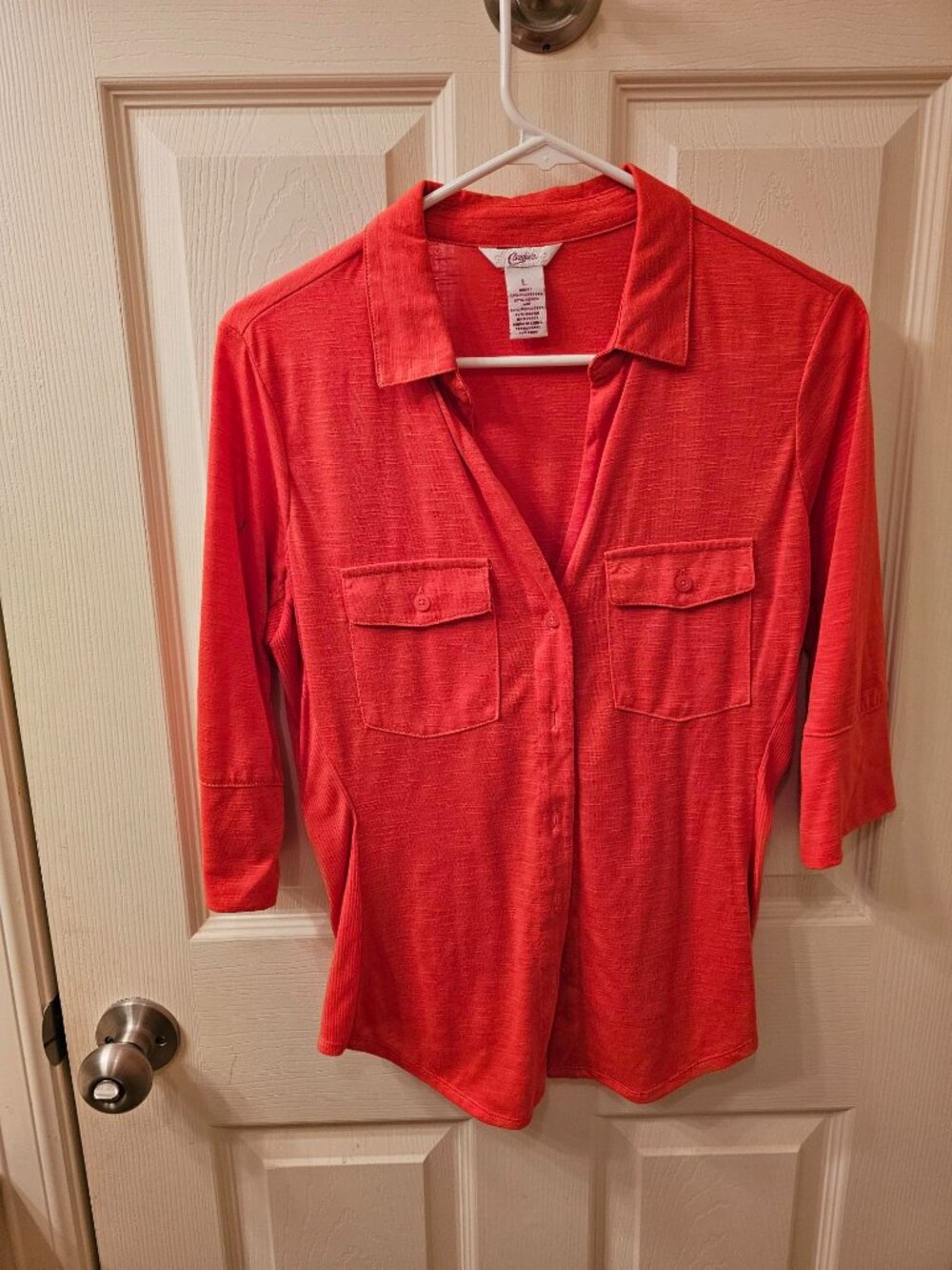 NWOT Candie's Large Orange Button Up Blouse
